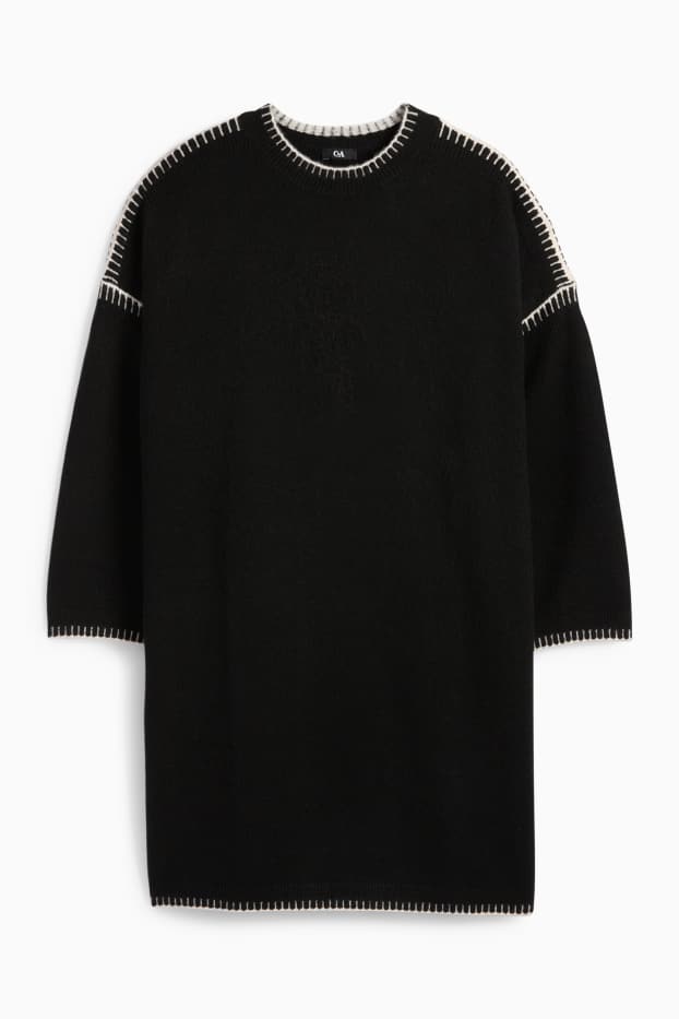 Femei - Rochie din tricot - straight fit - negru