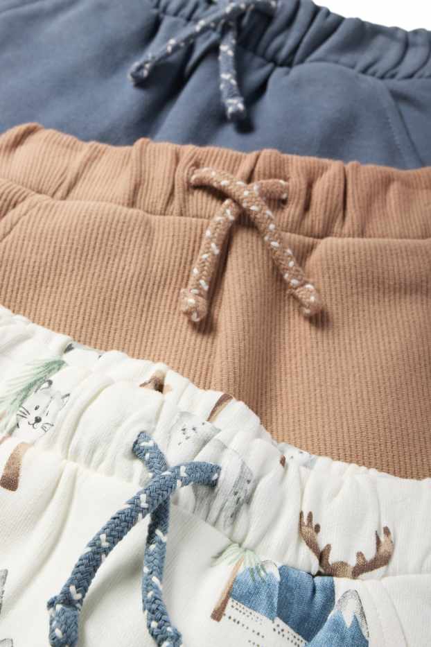 Bebeluși - băieți - Multipack 3 buc. - animale sălbatice - pantaloni de trening bebeluși - albastru