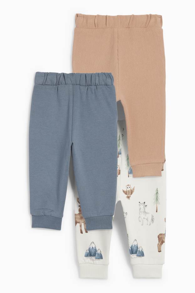 Bebeluși - băieți - Multipack 3 buc. - animale sălbatice - pantaloni de trening bebeluși - albastru