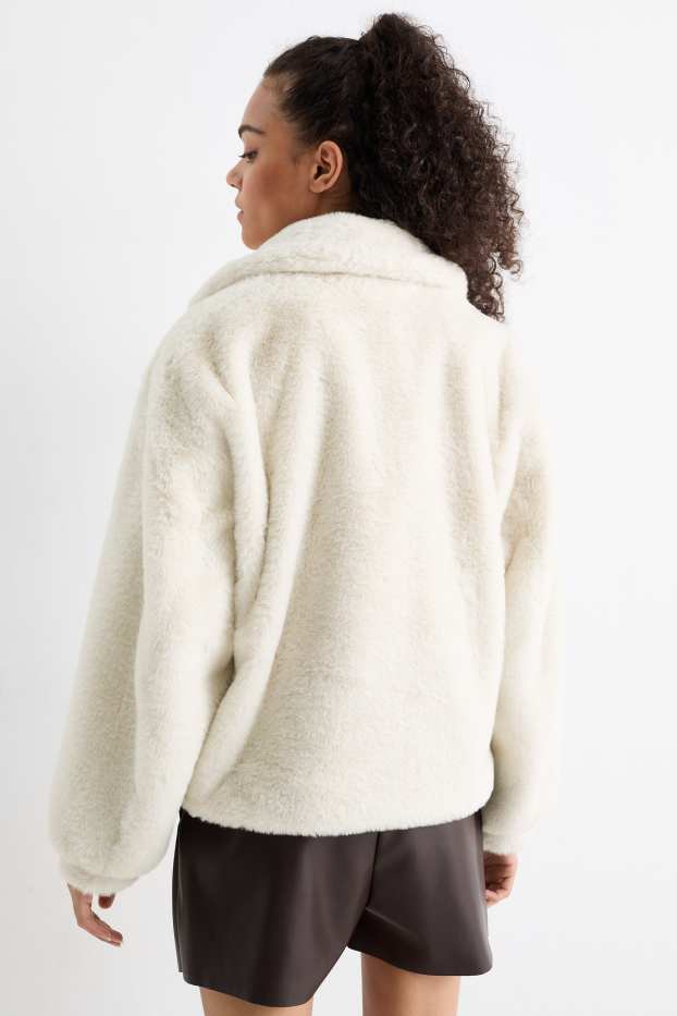 Women - Faux fur jacket - cremewhite