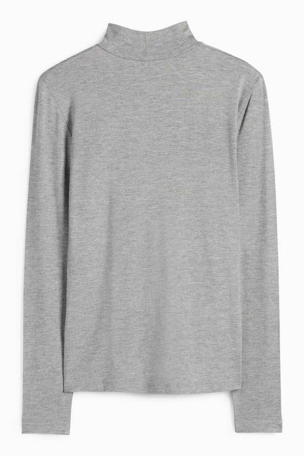 Femei - Tricou cu mânecă lungă - regular fit - gri deschis melanj