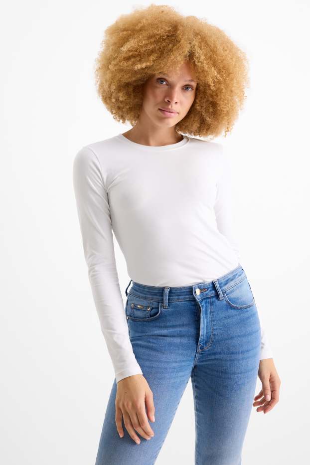 Femei - Multipack 2 buc. - tricou cu mânecă lungă - slim fit - alb