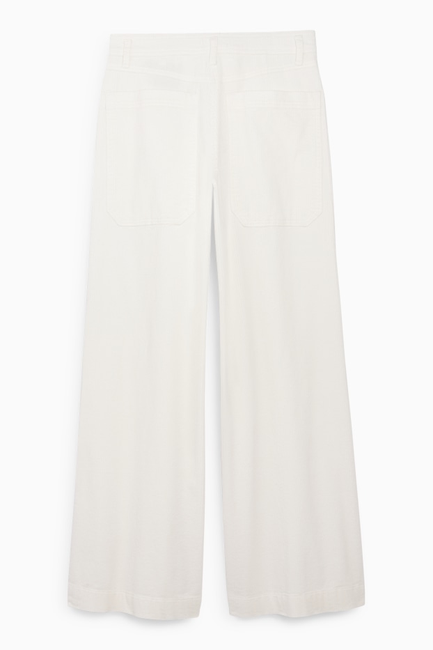 Damen - Cordhose - Mid Waist - Wide Leg - LYCRA® - cremeweiß