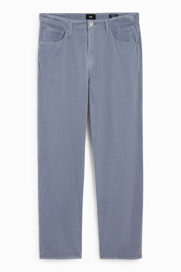 Bărbați - Pantaloni din catifea reiată - relaxed fit - albastru deschis