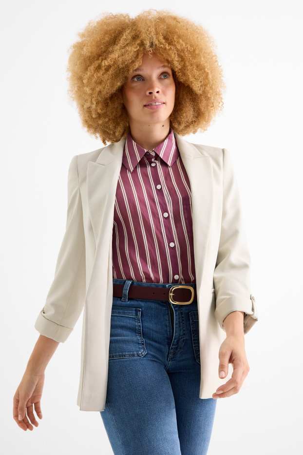 Femei - Blazer lung - regular fit - alb-crem
