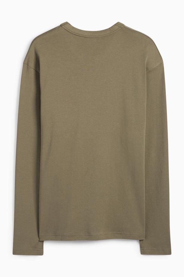 Bărbați - Tricou cu mânecă lungă - kaki