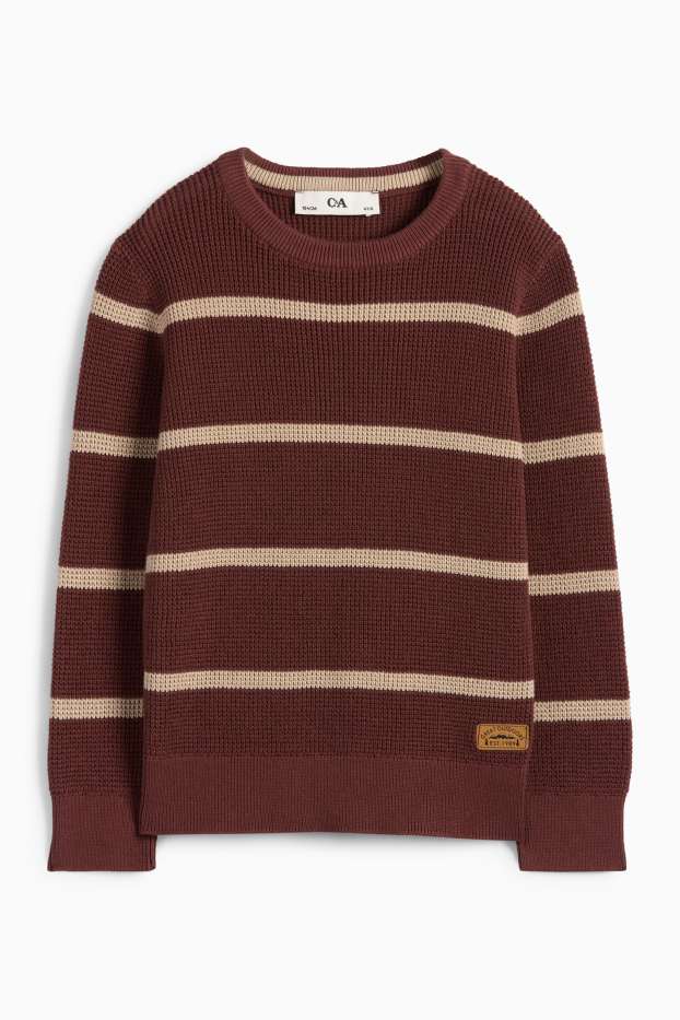 Bambini - Maglione - a coste - a righe - ruggine