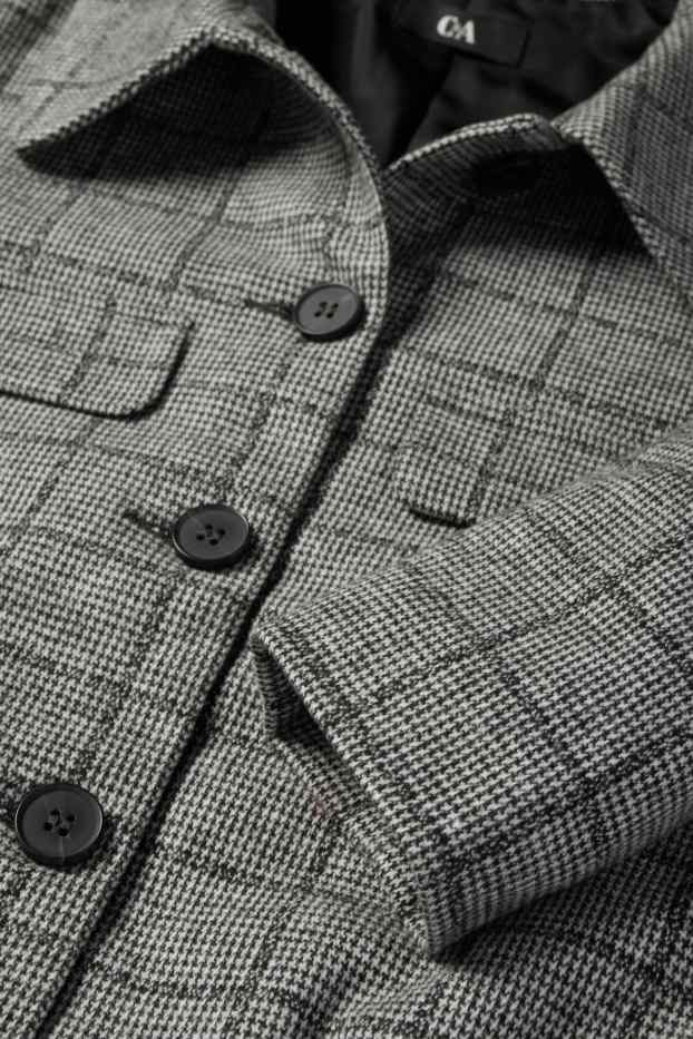 Femei - Blazer crop - în carouri - gri