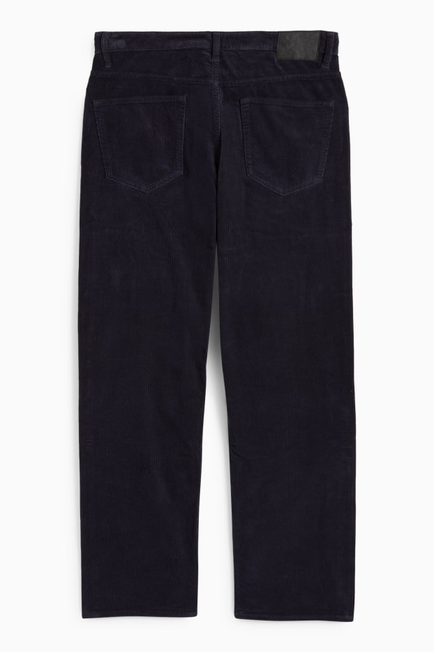 Bărbați - Pantaloni din catifea reiată - relaxed fit - albastru închis