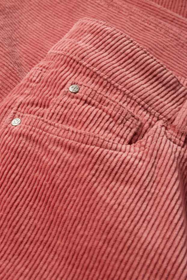 Women - Corduroy trousers - high waist - straight fit - LYCRA® - dark orange