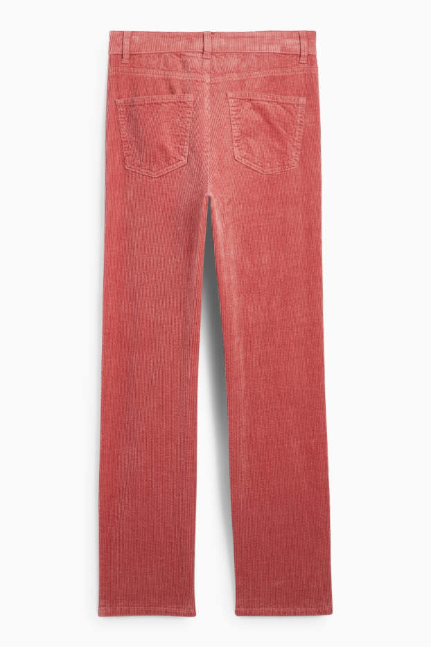 Women - Corduroy trousers - high waist - straight fit - LYCRA® - dark orange