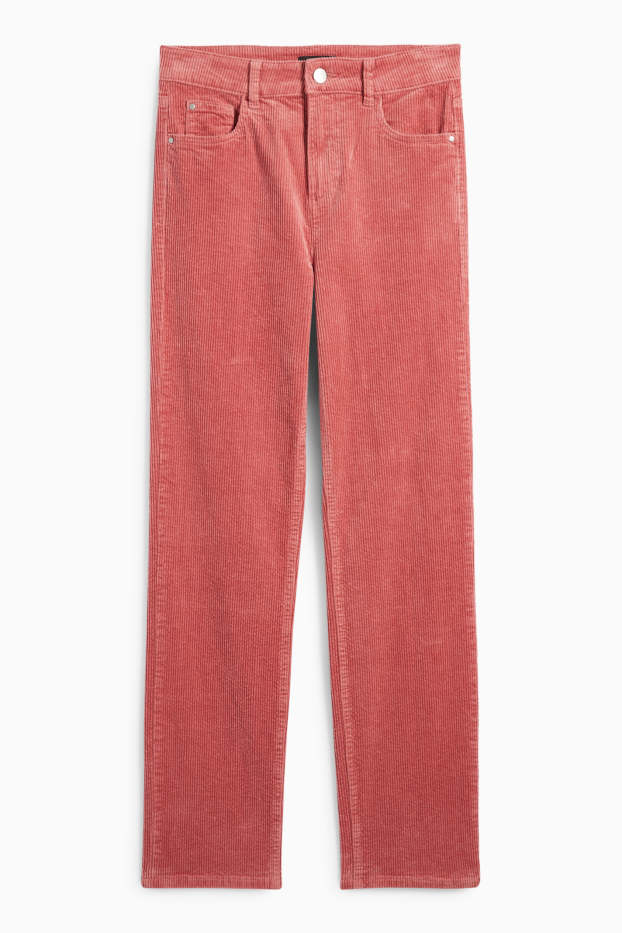 Women - Corduroy trousers - high waist - straight fit - LYCRA® - dark orange