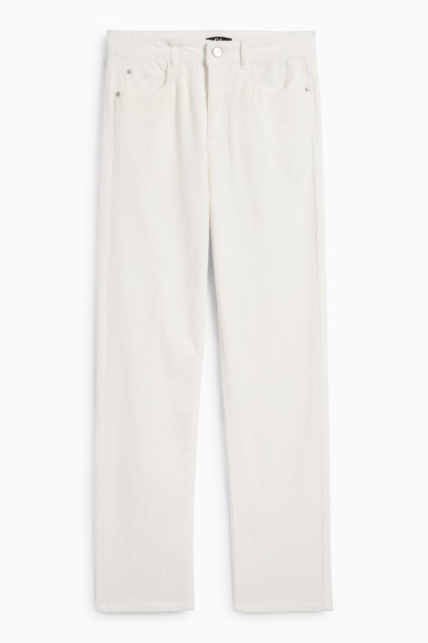 Damen - Cordhose - High Waist - Straight Fit - LYCRA® - cremeweiss