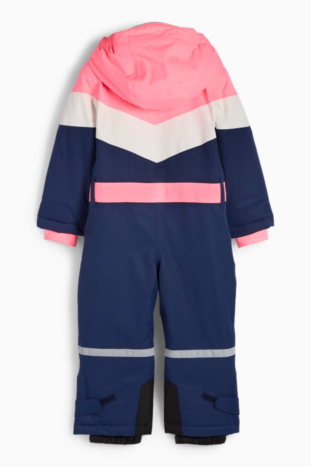 Copii - Fete - Costum de schi cu glugă - impermeabil - roz neon