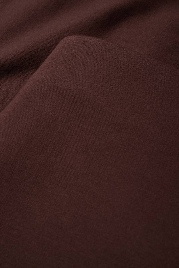 Femei - Pantaloni din jerseu - talie înaltă - wide leg - maro închis