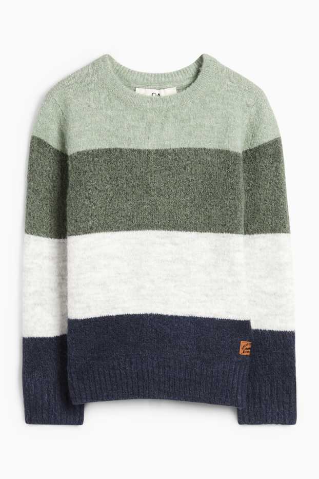 Children Boys - Jumper - striped - light gray-melange