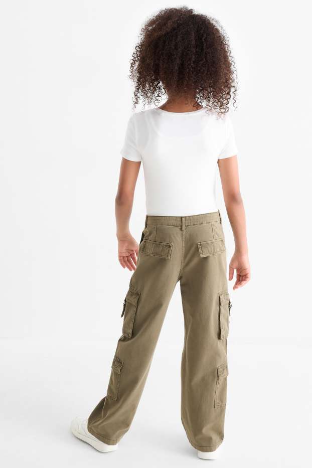 Copii - Fete - Pantaloni cargo - kaki
