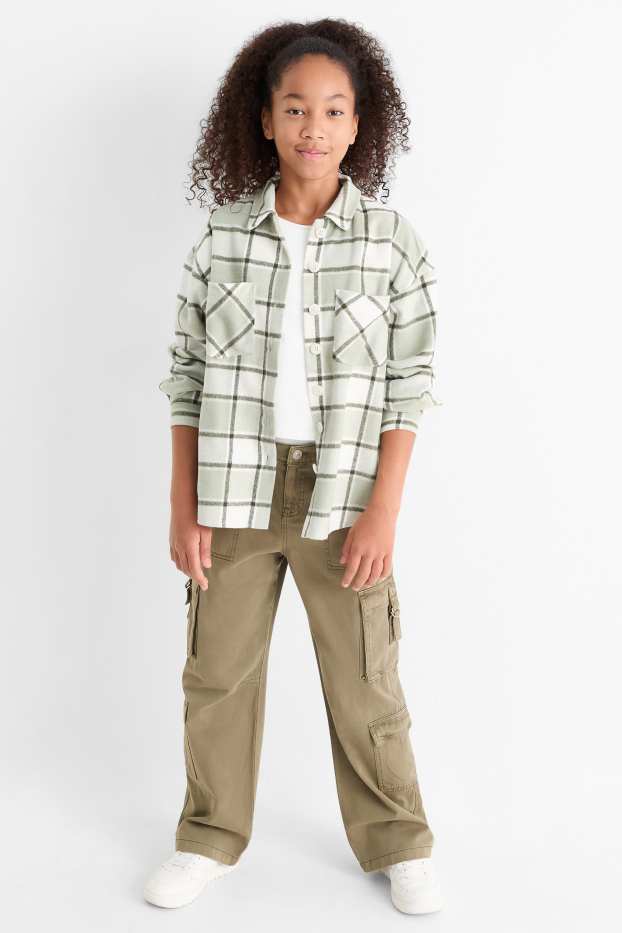 Copii - Fete - Pantaloni cargo - kaki
