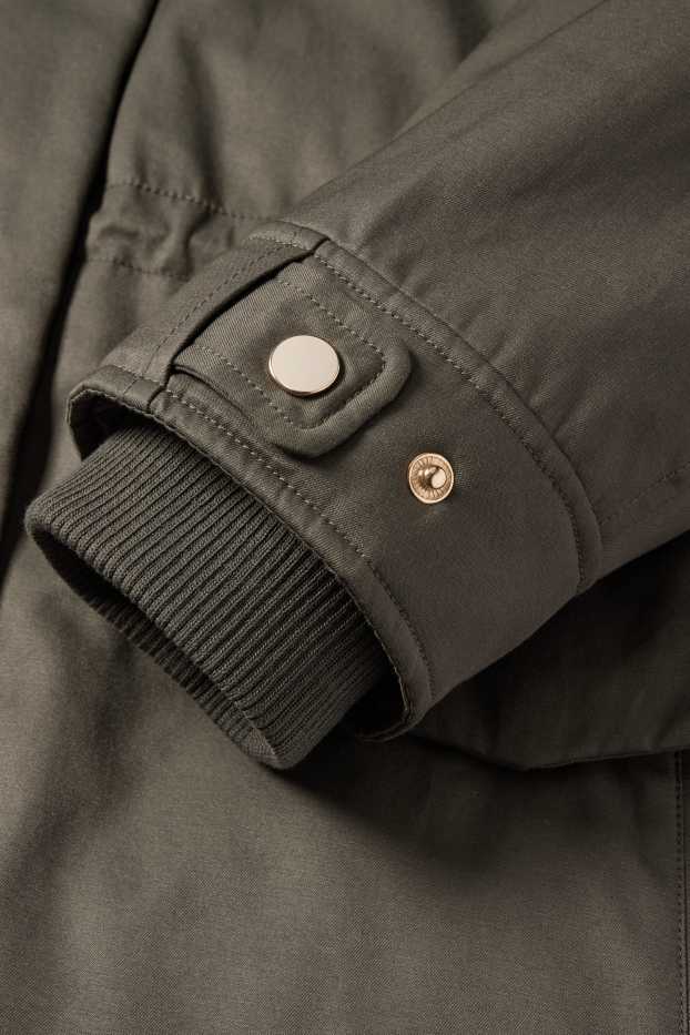 Femei - Parka cu glugă - iarnă - verde închis