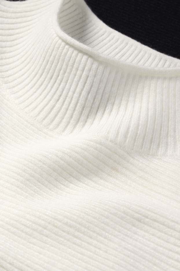Women - Jumper - ribbed - gray / black