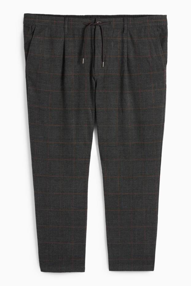 Bărbați - Chino - tapered fit - în carouri - gri închis