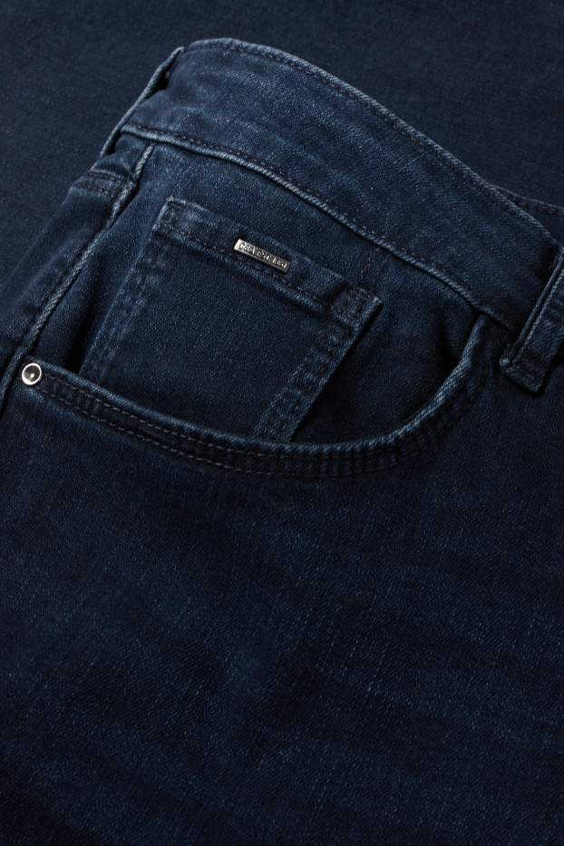Femei - Straight jeans - talie medie - LYCRA® - denim-albastru închis