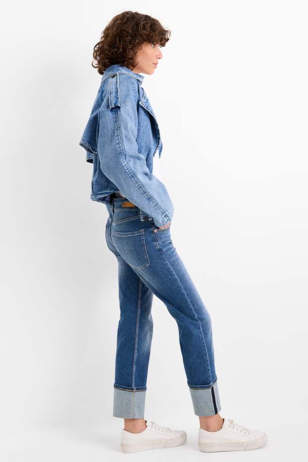 Femei - Straight jeans - talie medie - LYCRA® - denim-albastru