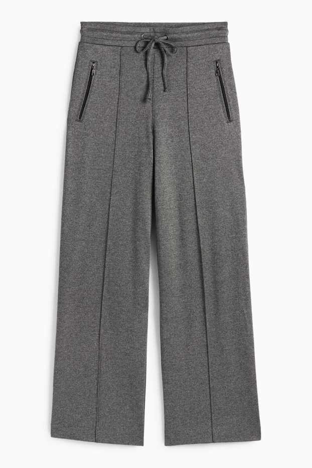 Femei - Pantaloni din jerseu - talie medie - straight fit - gri închis