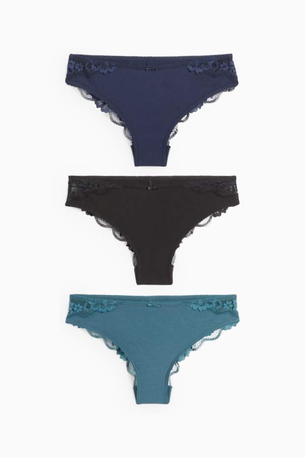 Women - Multipack of 3 - knickers - dark blue