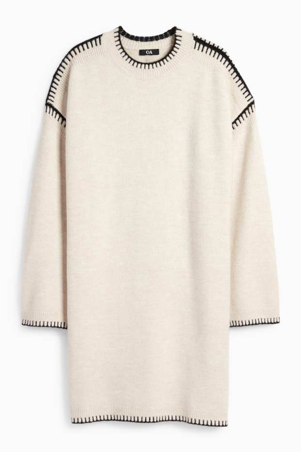 Femei - Rochie din tricot - straight fit - bej deschis