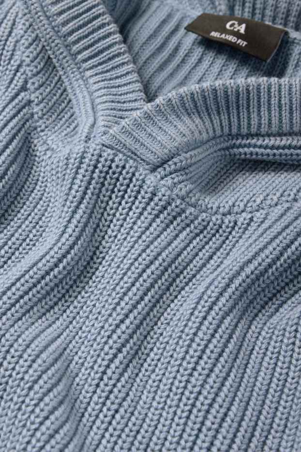 Herren - Kapuzenpullover - gerippt - hellblau