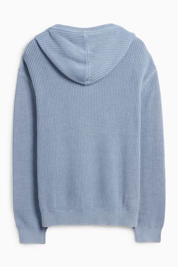 Herren - Kapuzenpullover - gerippt - hellblau