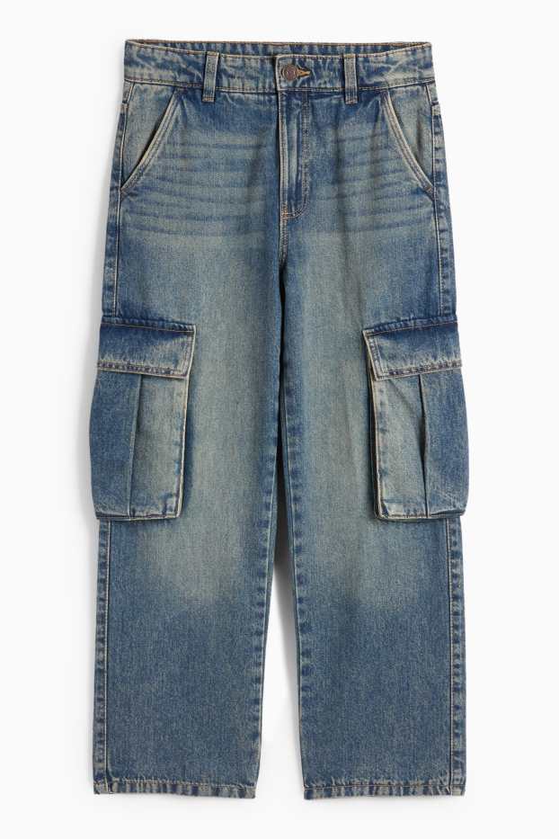 Copii - Băieți - Cargo jeans - jeans termoizolanți - denim-albastru