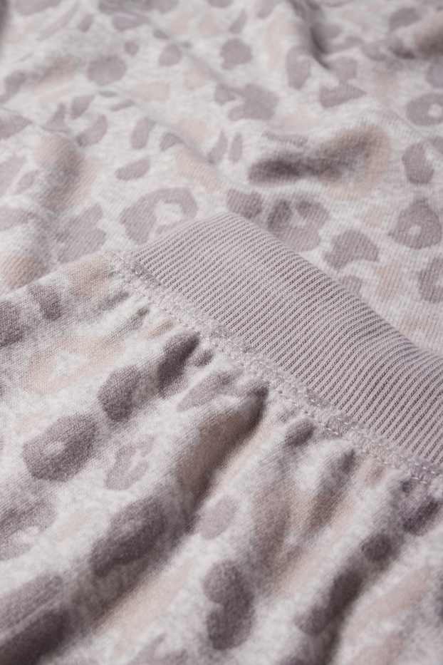 Femei - Pijama - imprimeu de leopard - gri deschis