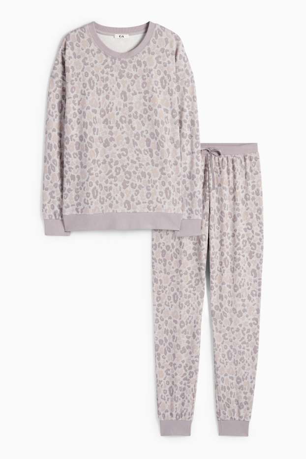 Femei - Pijama - imprimeu de leopard - gri deschis