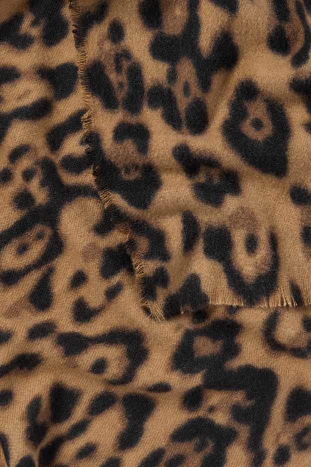 Femei - Șal - imprimeu de leopard - negru / nej
