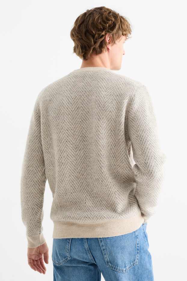 Hommes - Pull - à motif - beige