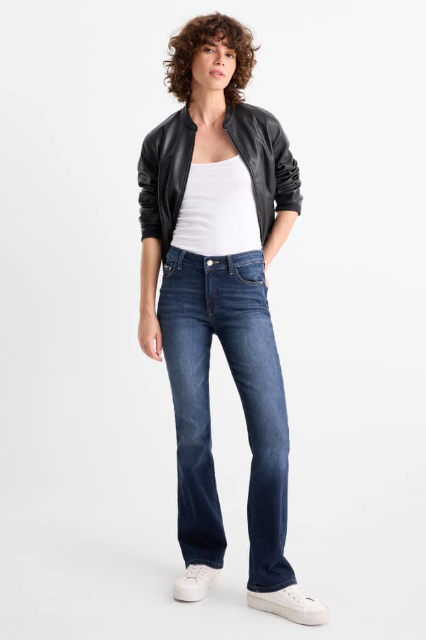 Femei - Bootcut jeans - talie medie - denim-albastru închis