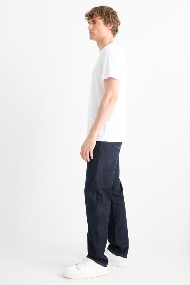 Bărbați - Regular jeans cu fentă cu nasturi - denim-albastru închis