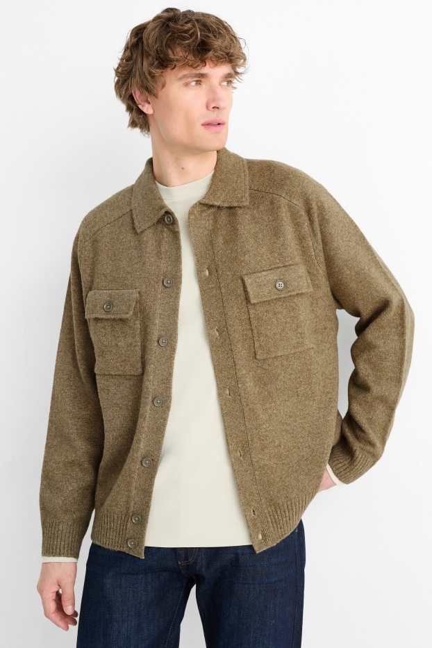 Bărbați - Cardigan tricotat - verde deschis