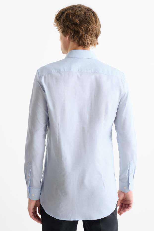 Bărbați - Cămașă office - slim fit - guler italian - în carouri - albastru deschis