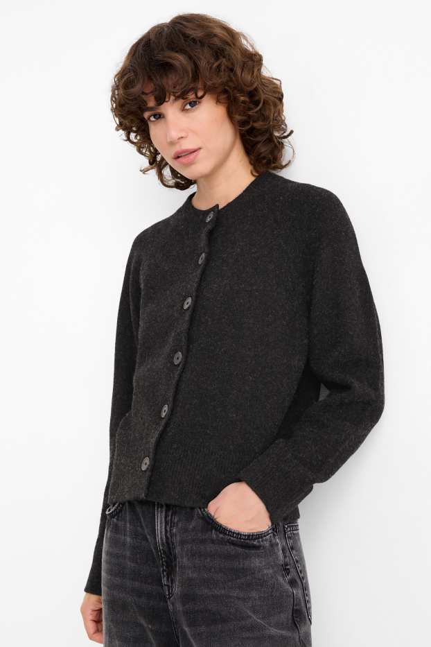 Femei - Cardigan tricotat - gri închis