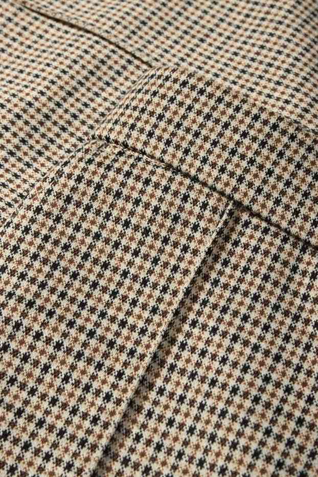 Femei - Pantaloni din jerseu - talie înaltă - wide leg - în carouri - bej deschis
