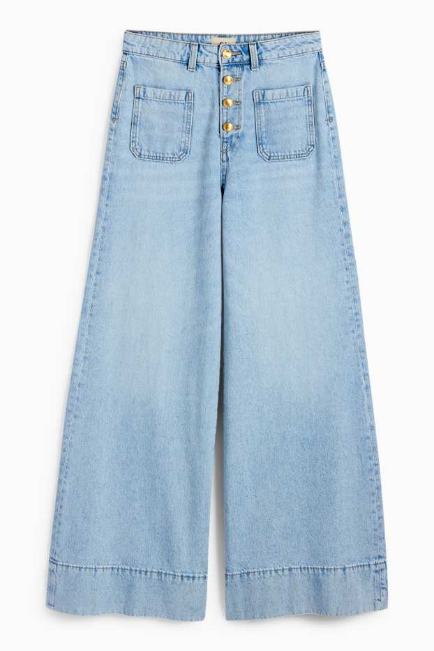 Femei - Wide leg jeans - talie înaltă - denim-albastru deschis