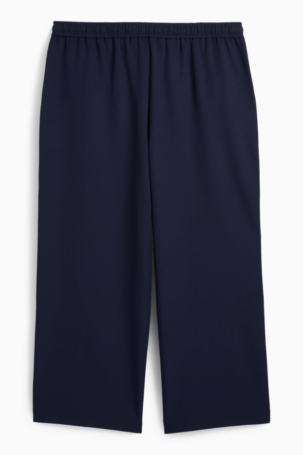 Femei - Pantaloni din jerseu - talie medie - wide leg - albastru închis