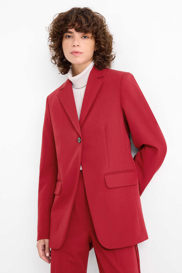 Femei - Blazer lung - cambrat - vișiniu