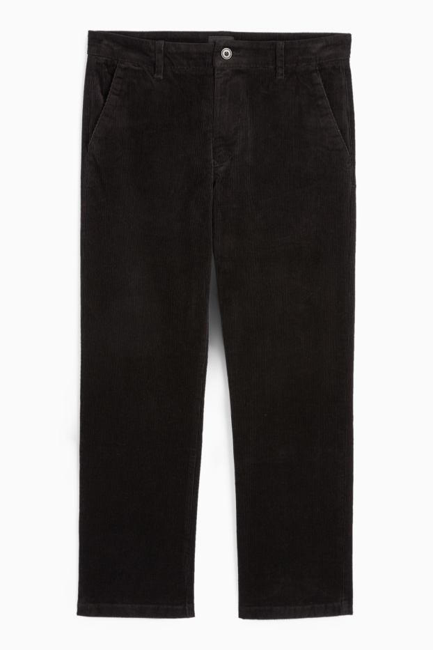 Bărbați - Chino din catifea reiată - regular fit - negru