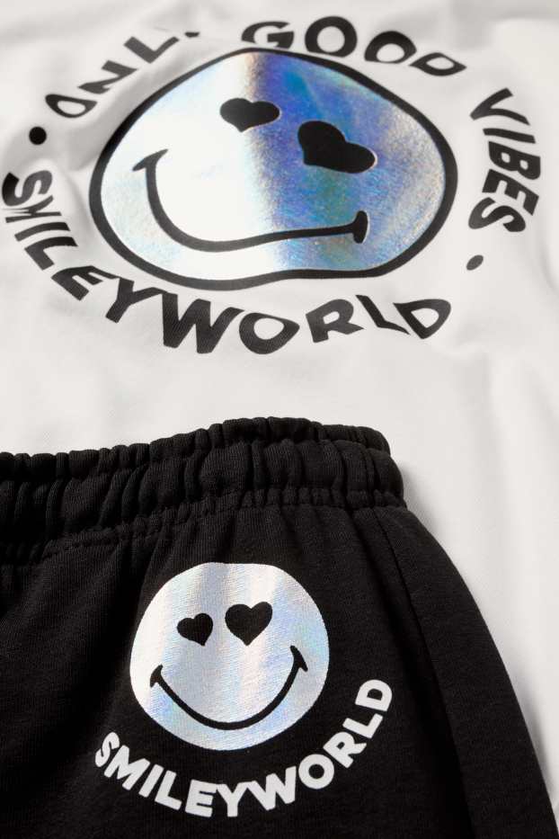Copii - Fete - SmileyWorld® - set - hanorac și pantaloni de trening - 2 piese - negru / alb