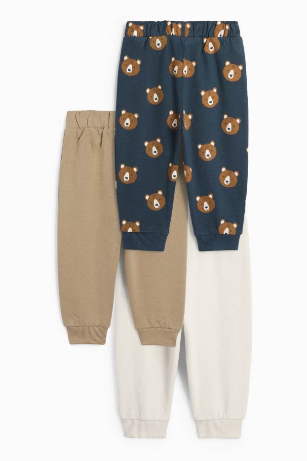 Bebeluși - băieți - Multipack 3 perechi - ursuleți - pantaloni de trening bebeluși - bej