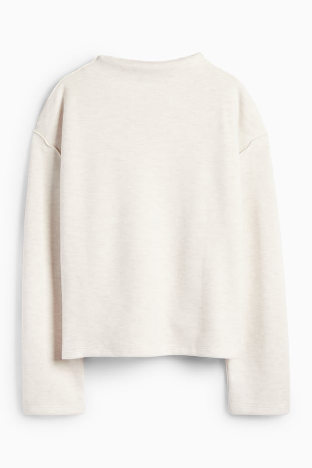 Women - Sweatshirt - ribbed - white-melange